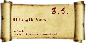 Blistyik Vera névjegykártya